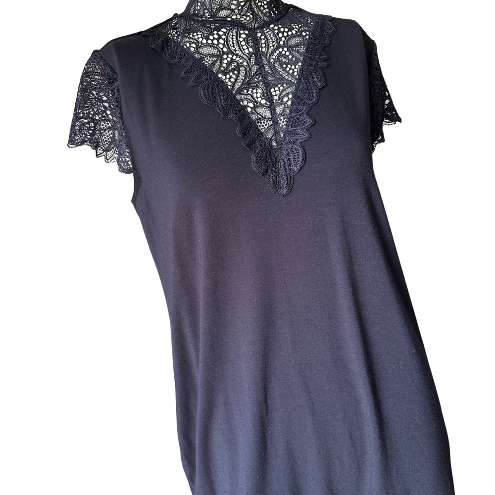 Ulla Popken Black Lace Detail Blouse
